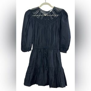 JOIE "Mishika" Puff-Sleeve Blouson Mini Dress Black Women's XS MSRP $348